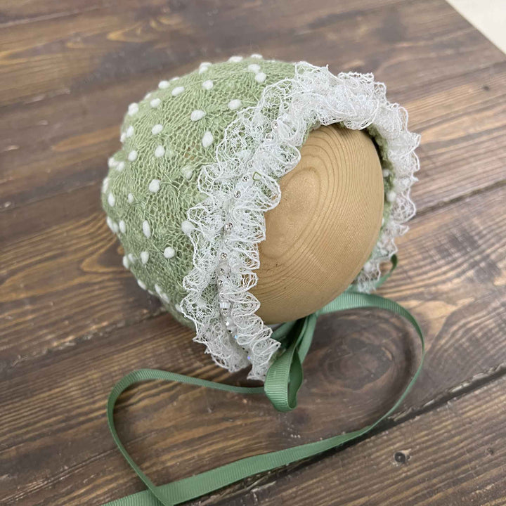 Polka Dot Hat with Lace Trim