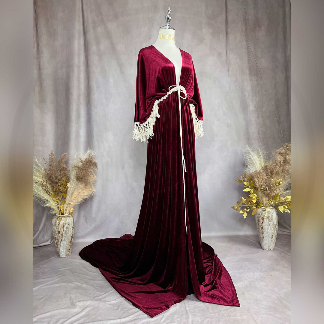 Enid Velvet Split Robe Gown
