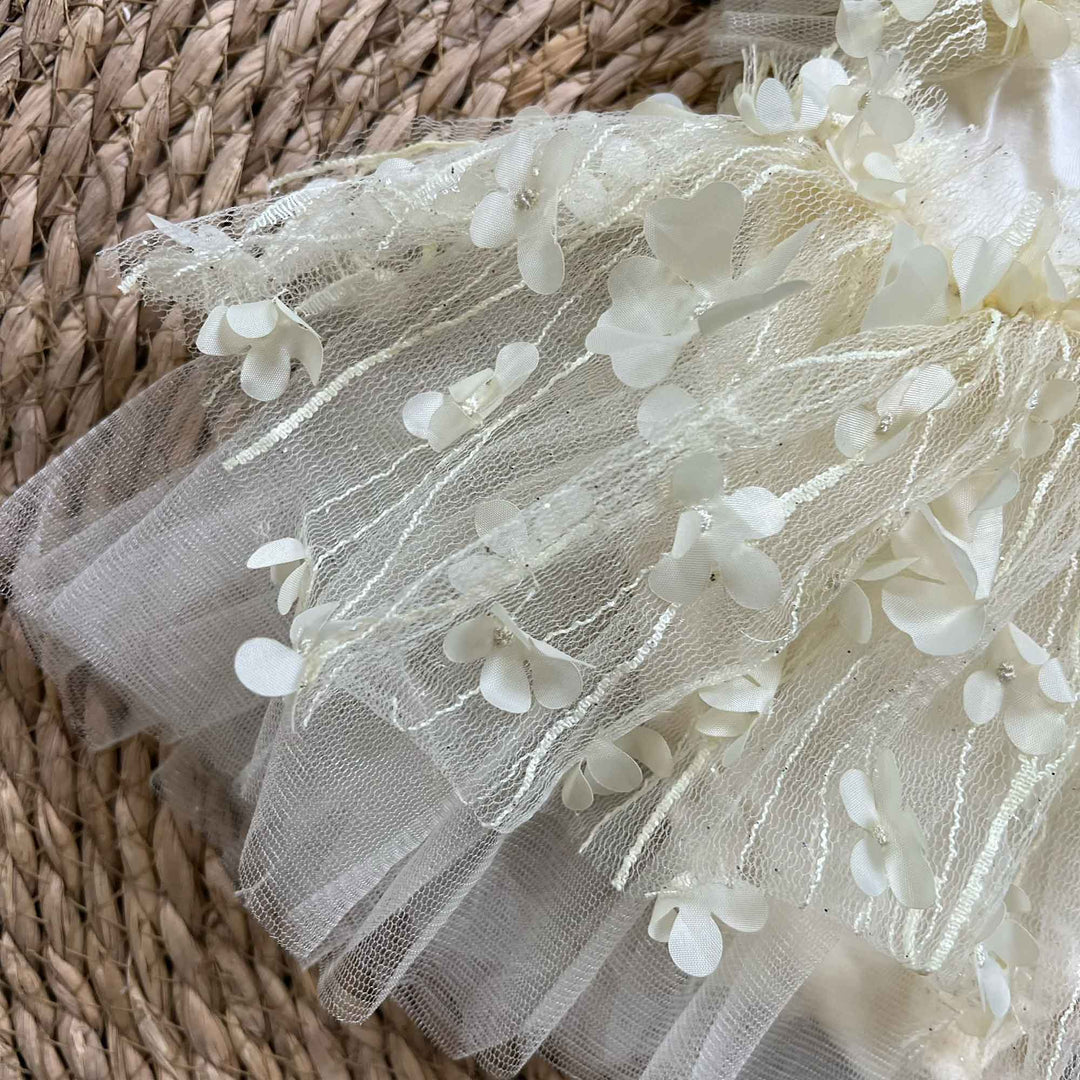 Light Yellow Floral Tulle Newborn Romper