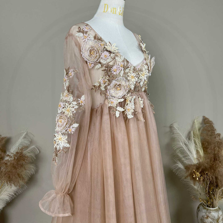 Vestido con bordado floral en 3D Elma