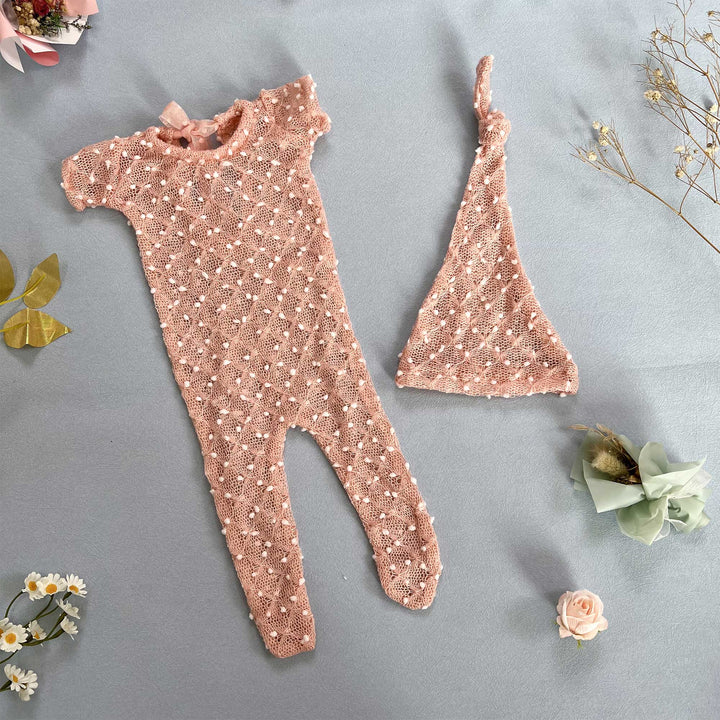 Newborn Romper matched Hat Set