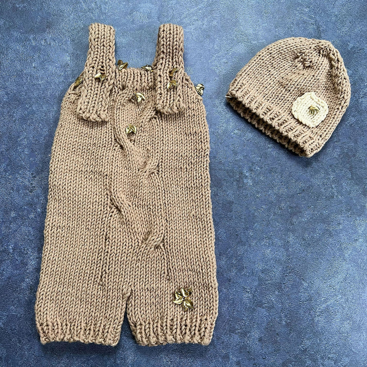 Baby Knit Suspender Pants & Hat Set