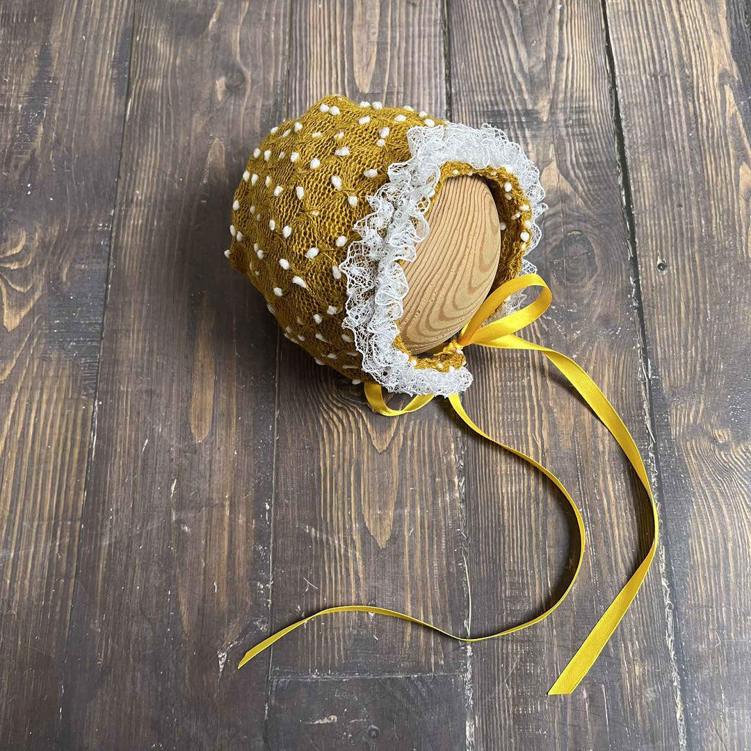 Polka Dot Hat with Lace Trim