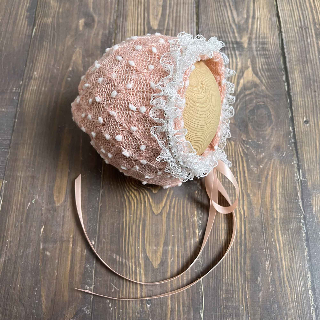 Polka Dot Hat with Lace Trim