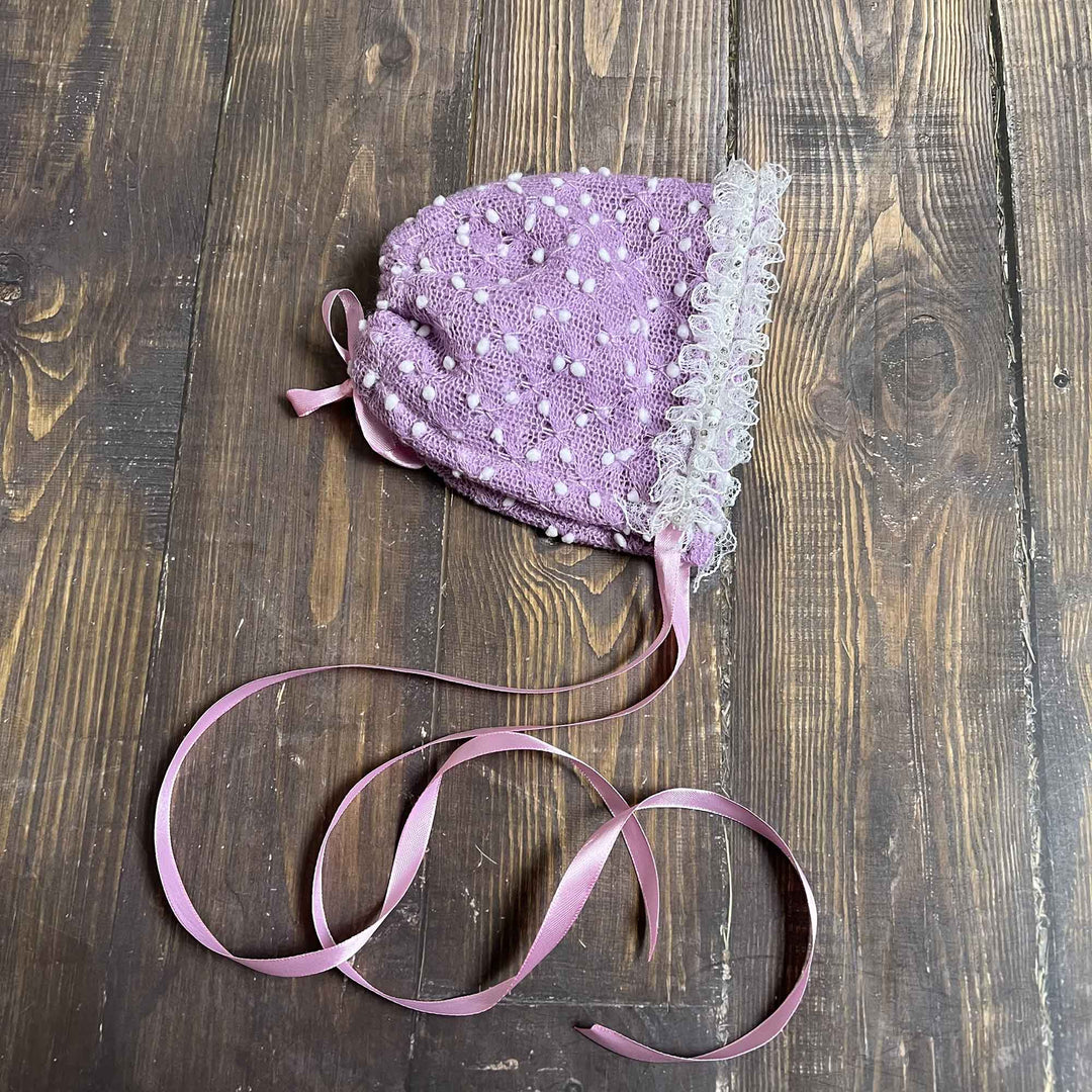 Polka Dot Hat with Lace Trim