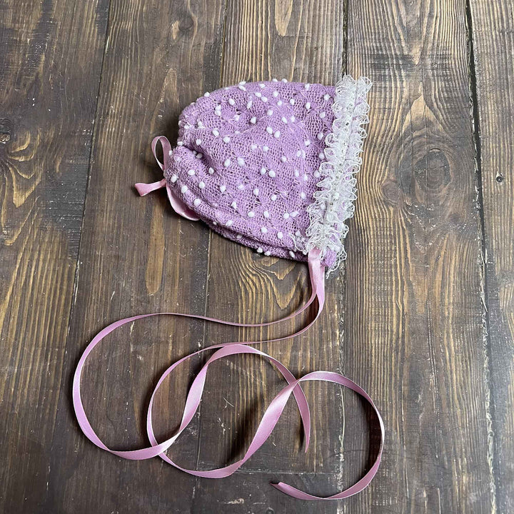 Polka Dot Hat with Lace Trim