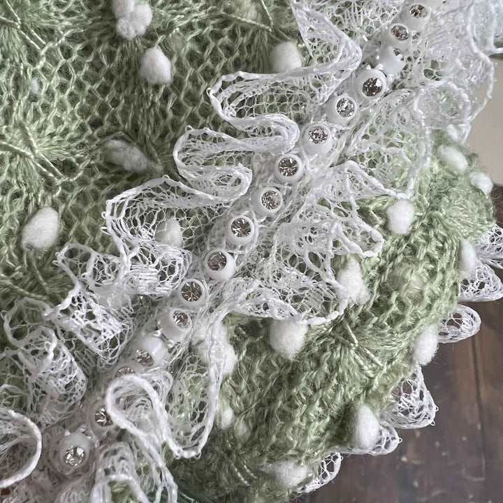 Polka Dot Hat with Lace Trim