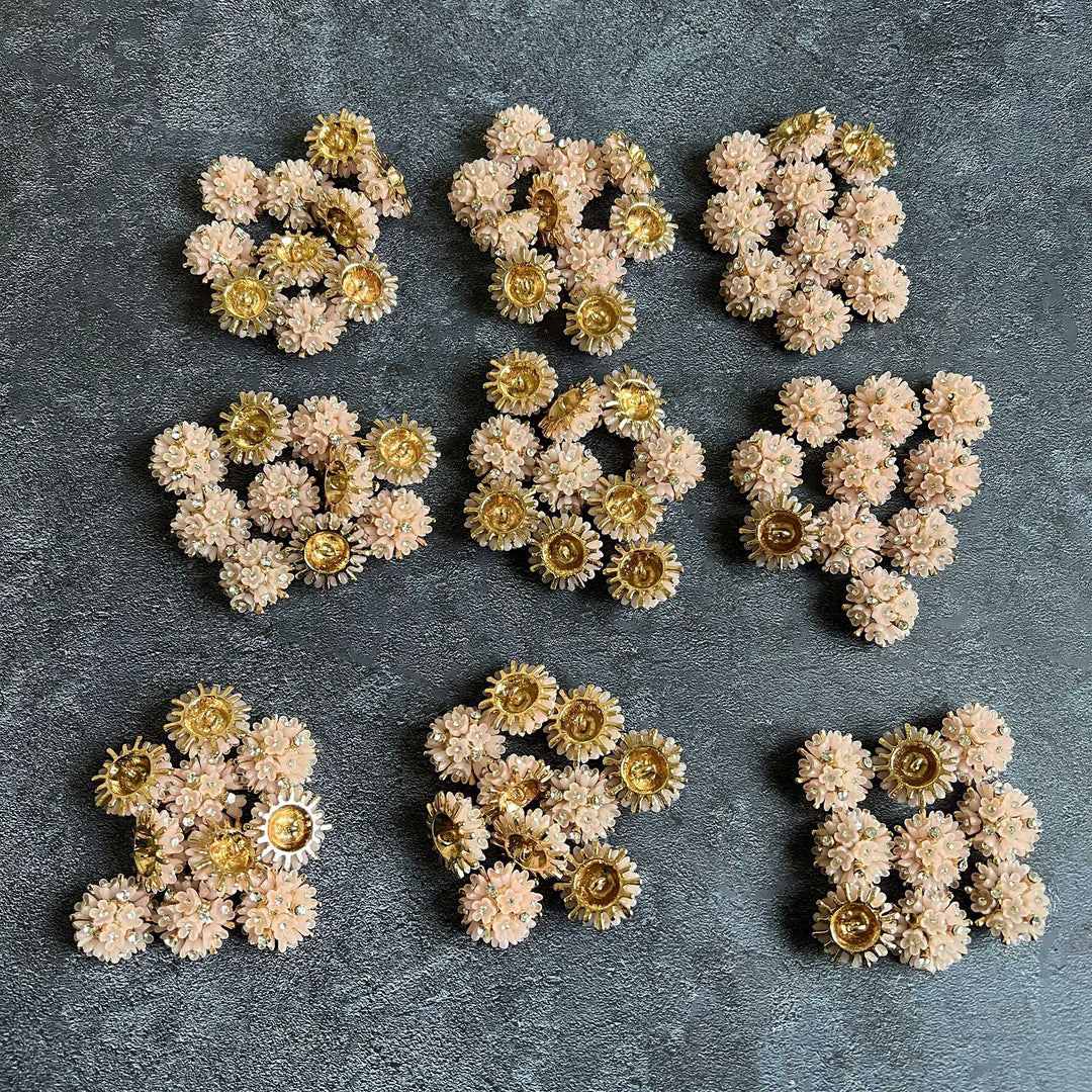 Floral Rhinestone Mushroom Buttons