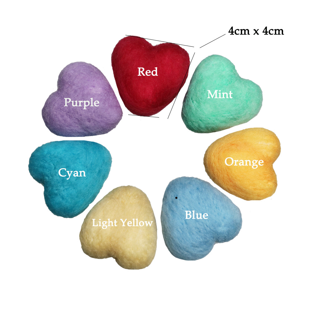 7pcs/lot Handmade Wool Felt Heart Shape Accessories
