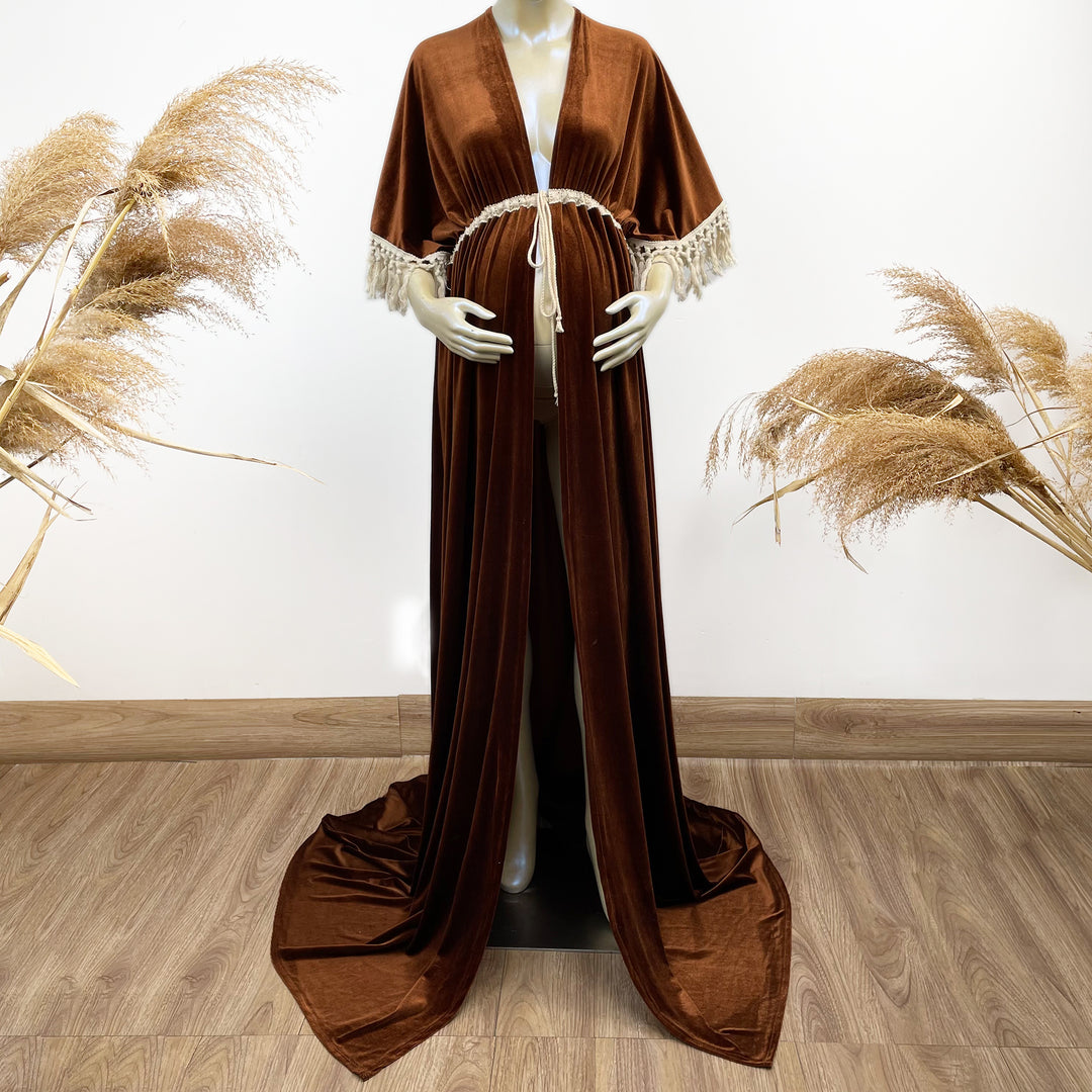 Enid Velvet Split Robe Gown