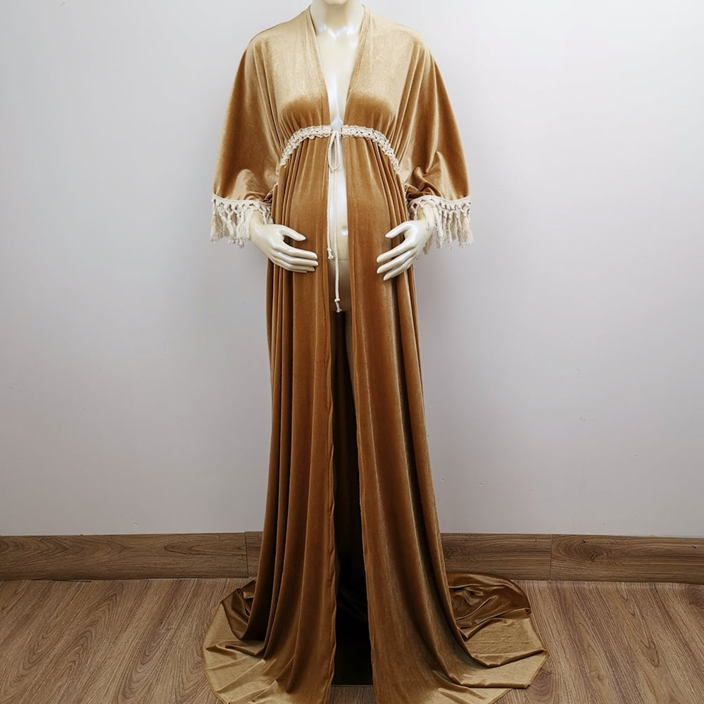 Enid Velvet Split Robe Gown