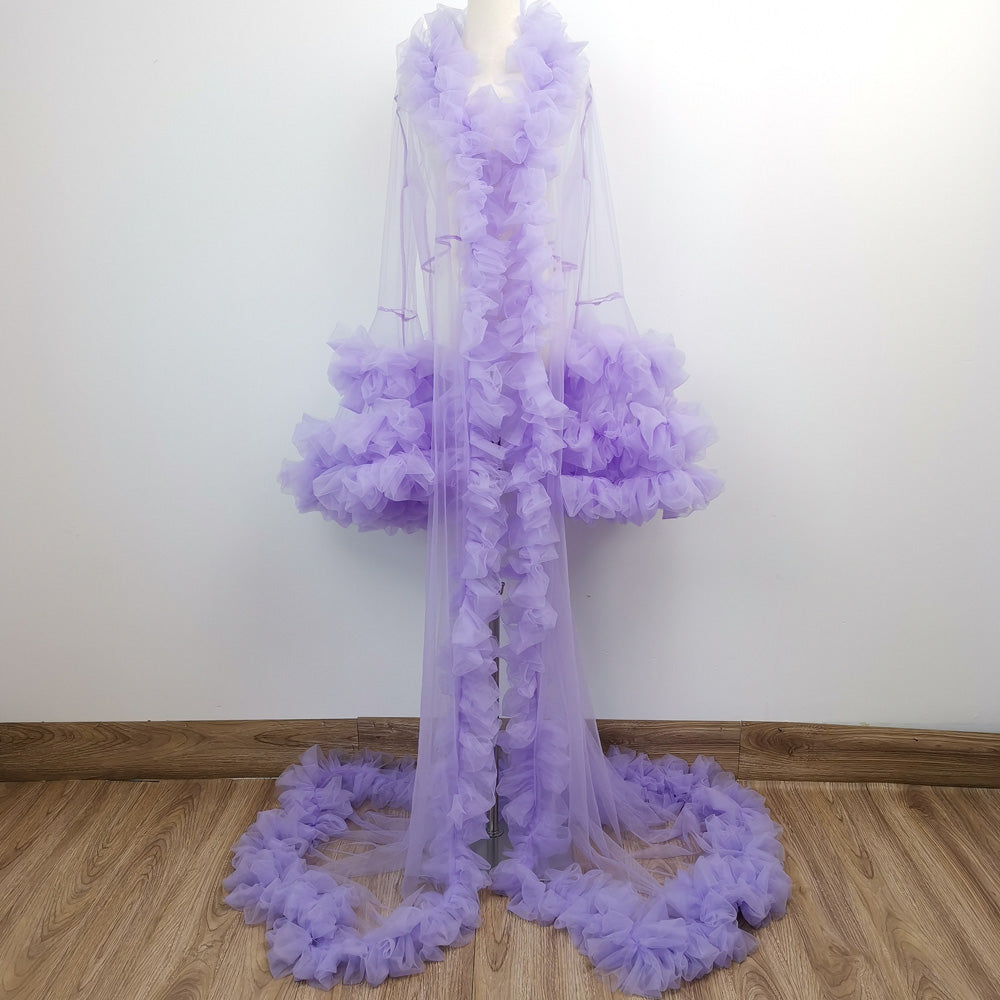 Edith Tulle Bell Sleeves Robe