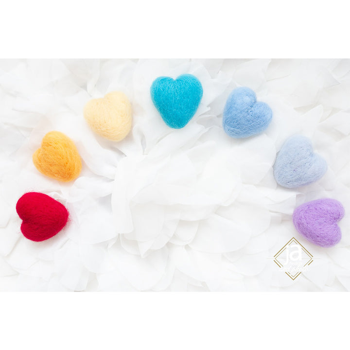 7pcs/lot Handmade Wool Felt Heart Shape Accessories