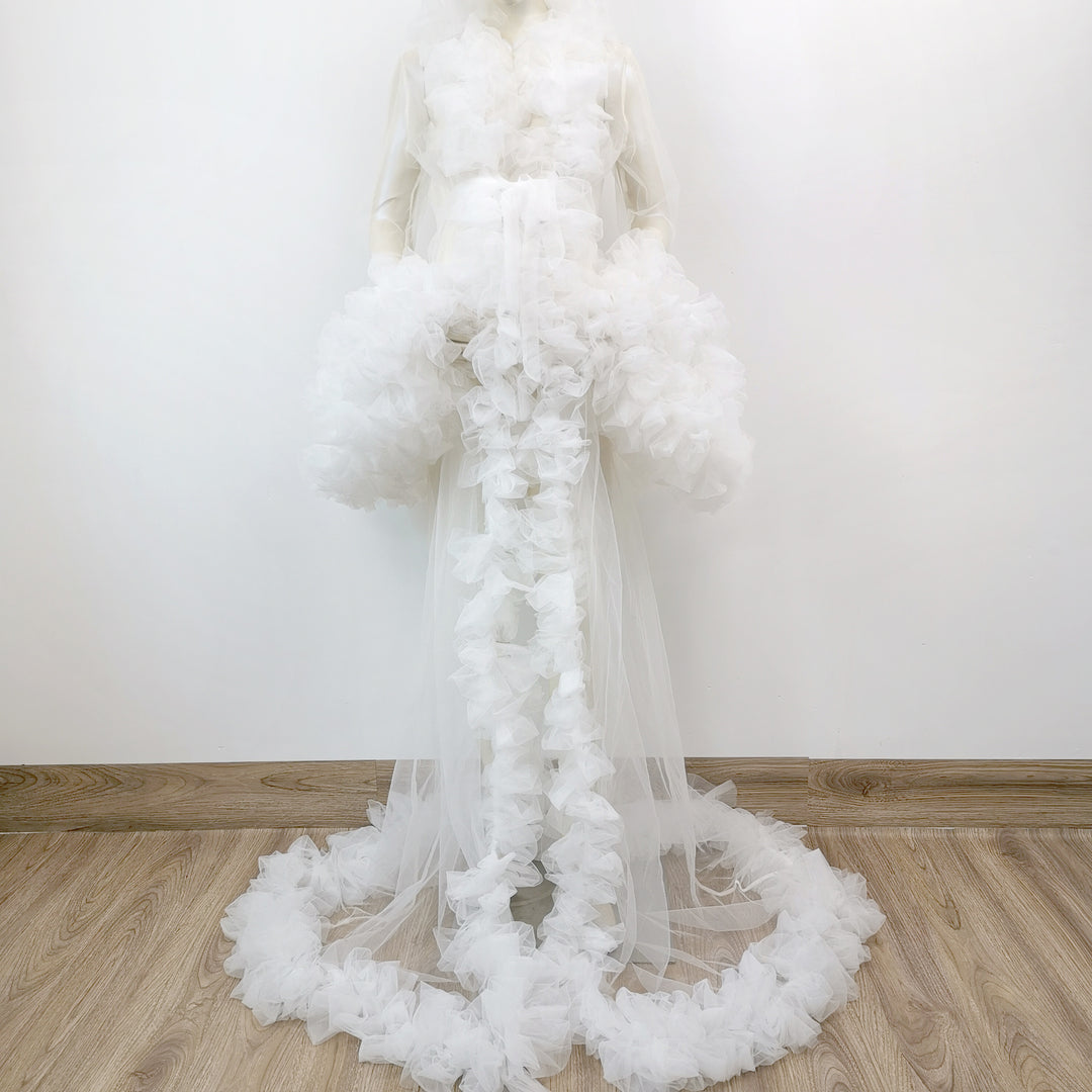 Edith Tulle Bell Sleeves Robe