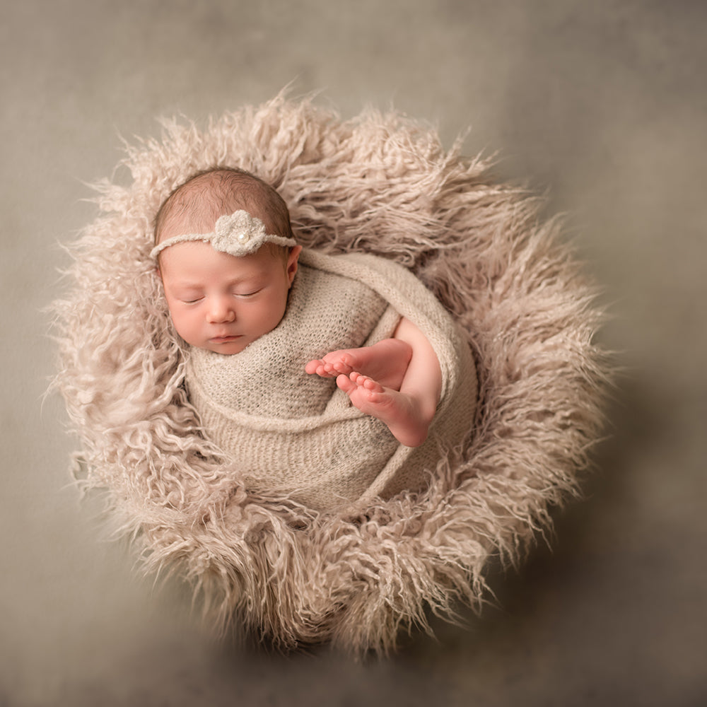 Faux Fur Basket Fillers Soft Long Pile Mongolia Blanket Newborn Photography Props Diameter=60cm - Don&Judy Newborn&Maternity photography props