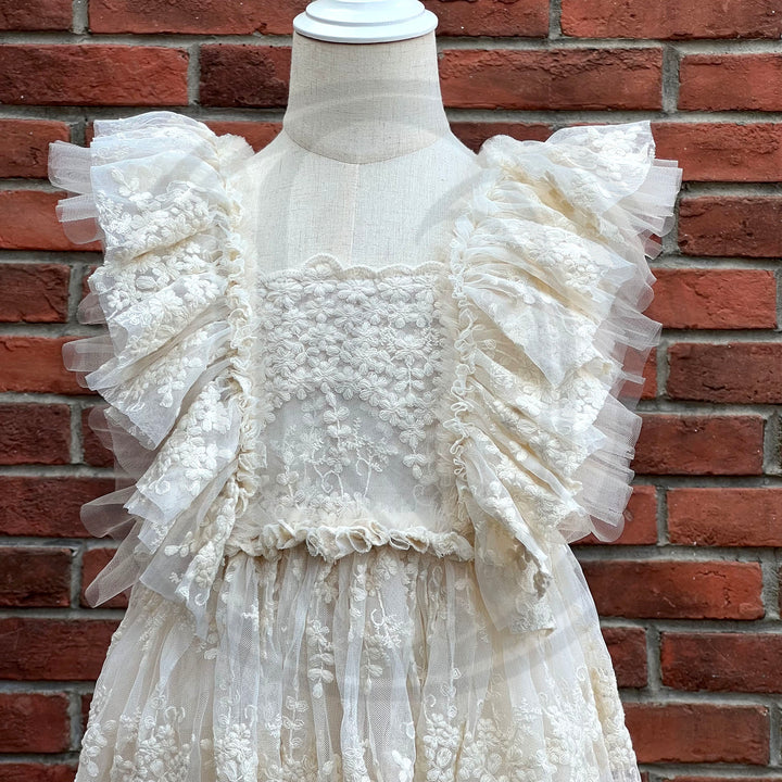 Joyce Beige Little Girl Gown