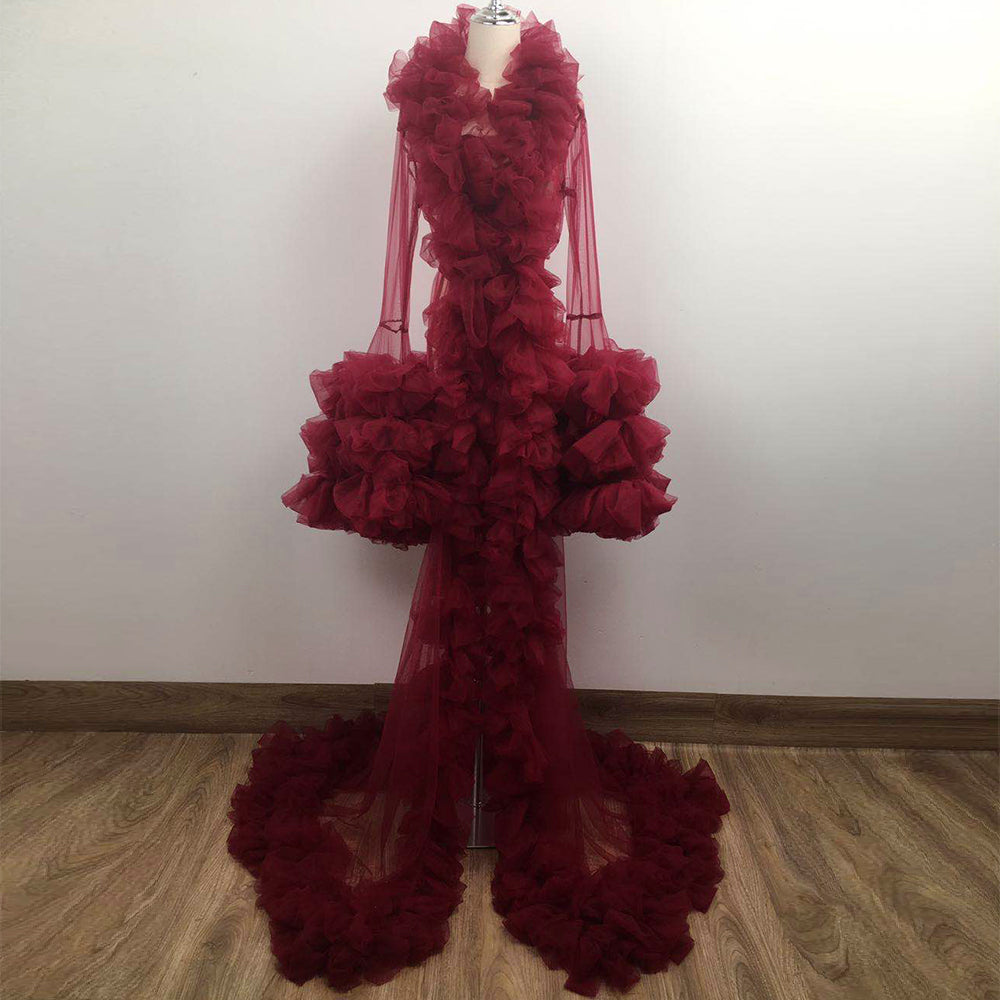 Edith Tulle Bell Sleeves Robe