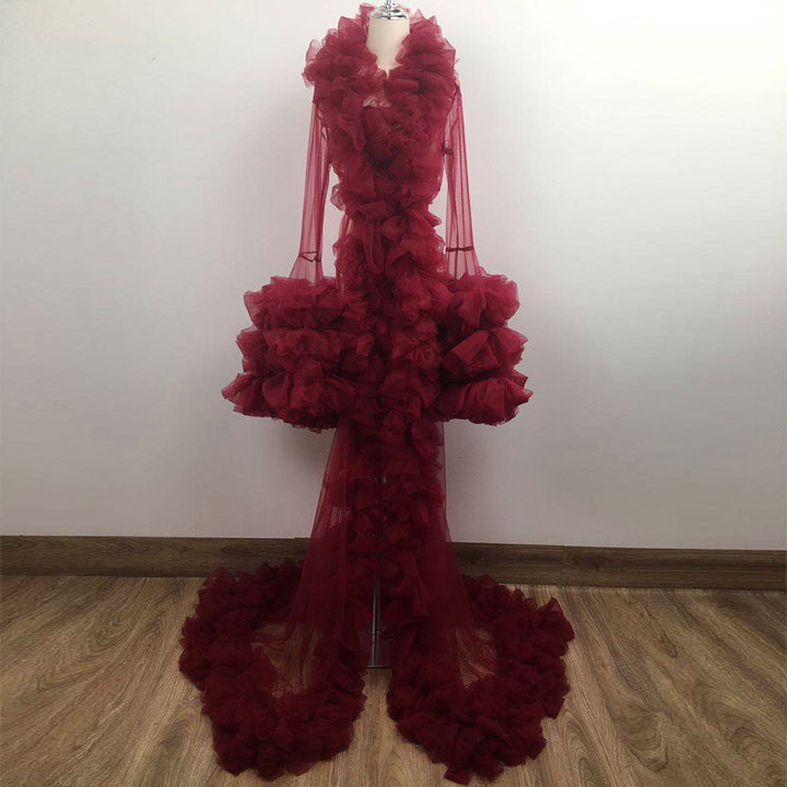 Edith Tulle Bell Sleeves Robe