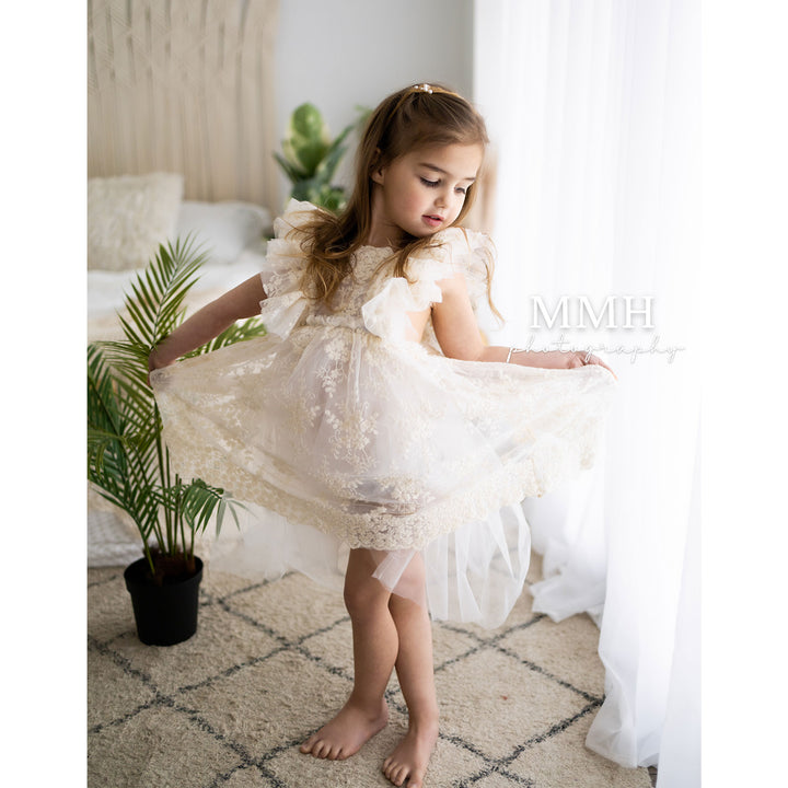 Joyce Beige Little Girl Gown