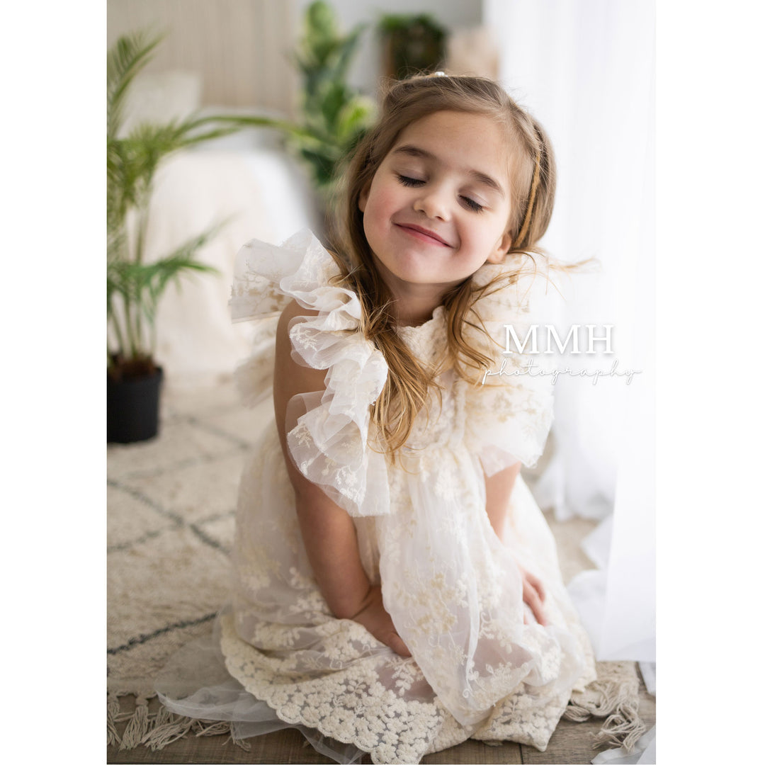 Joyce Beige Little Girl Gown