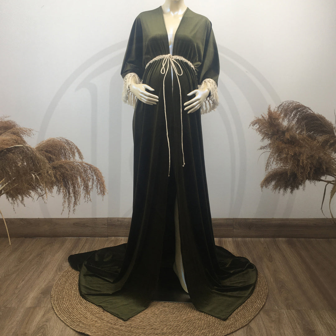 Enid Velvet Split Robe Gown