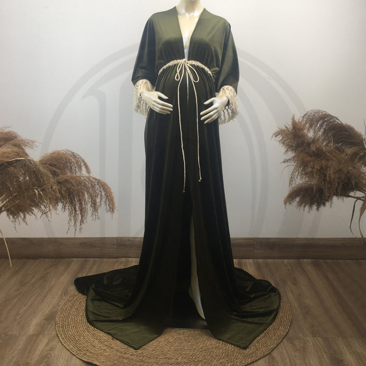 Enid Velvet Split Robe Gown