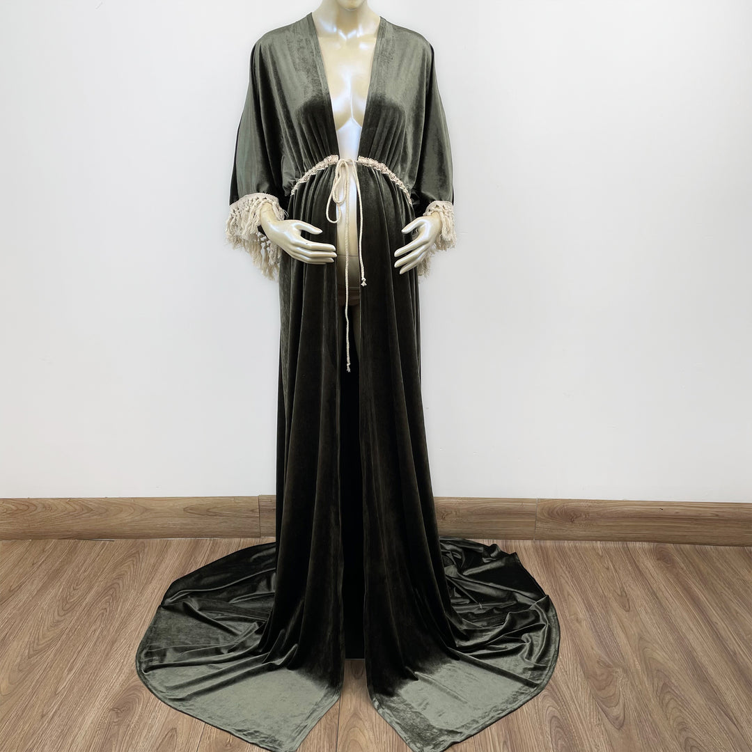 Enid Velvet Split Robe Gown