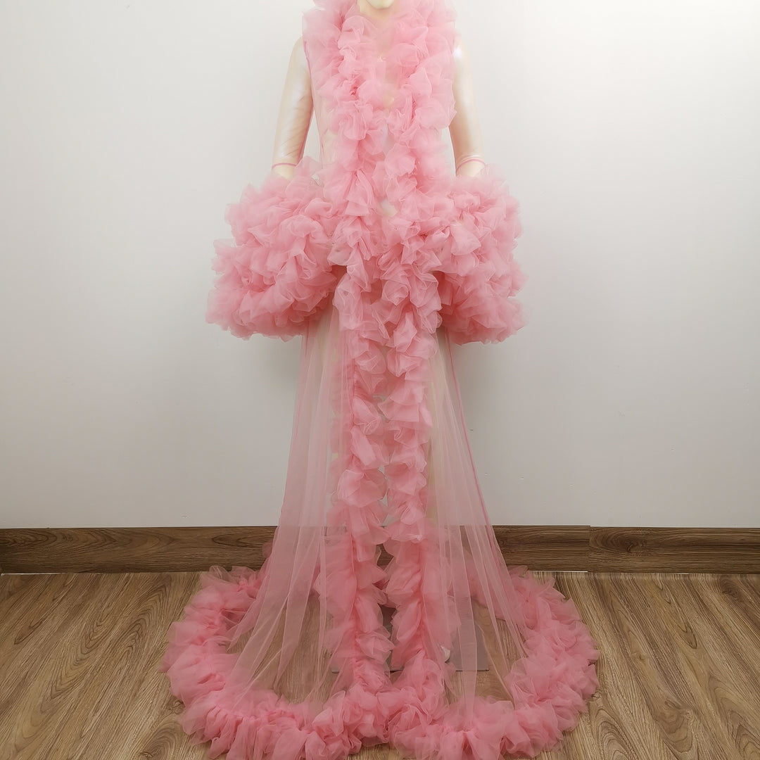 Edith Tulle Bell Sleeves Robe