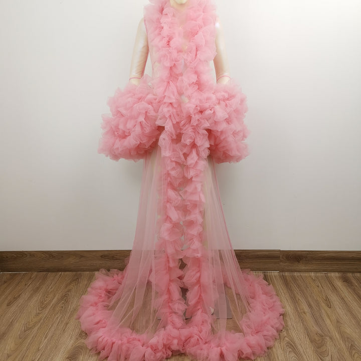 Edith Tulle Bell Sleeves Robe