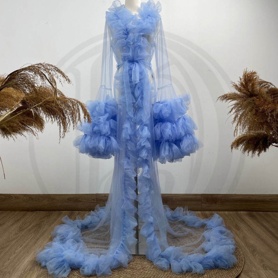 Edith Tulle Bell Sleeves Robe