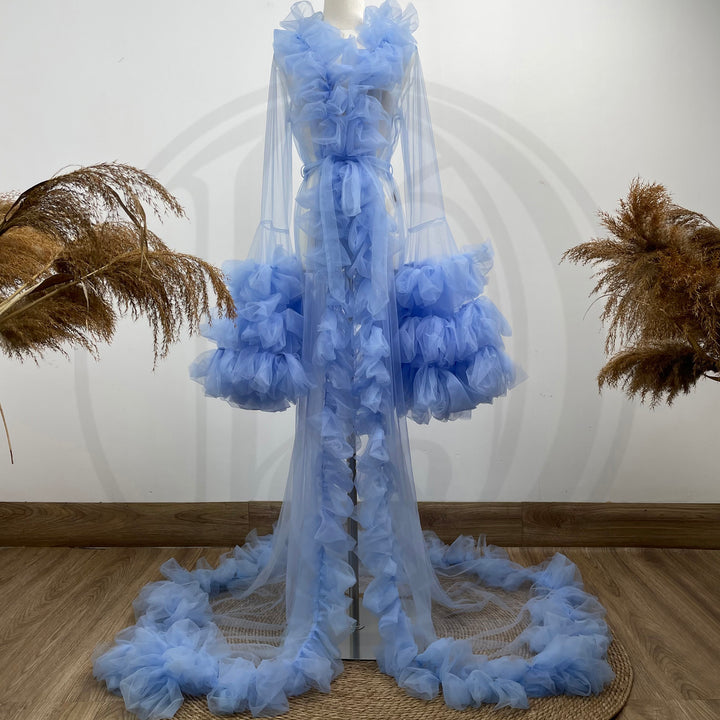 Edith Tulle Bell Sleeves Robe