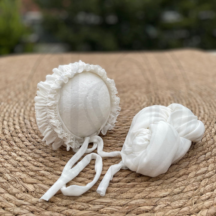 A Set Cotton Bonnet and Wrap