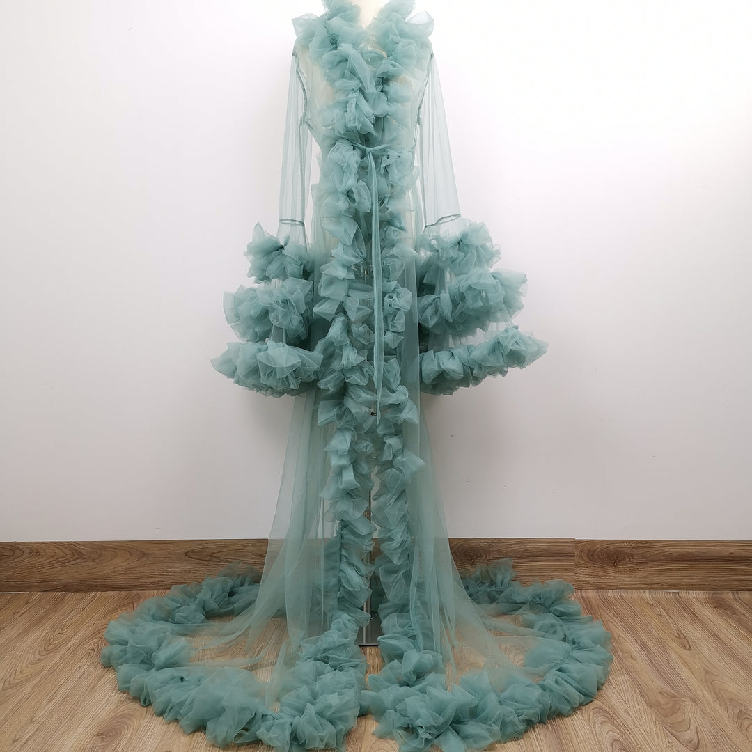 Edith Tulle Bell Sleeves Robe