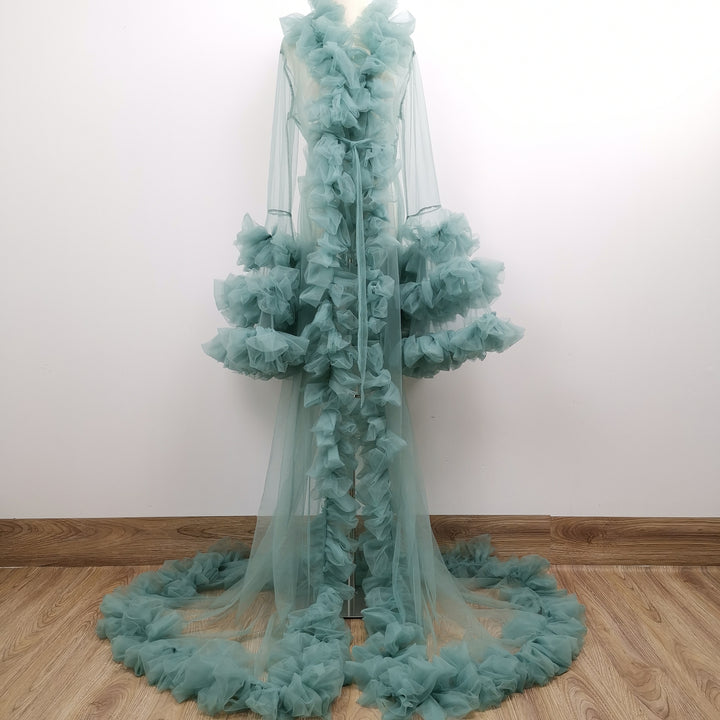 Edith Tulle Bell Sleeves Robe